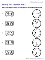Matching Analog and Digital Clocks - 5 Minutes