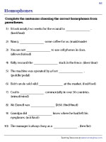 Choosing Homophones to Complete Sentences - 2