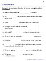 Choosing Homophones to Complete Sentences - 3