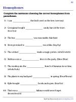 Choosing Homophones to Complete Sentences - 1