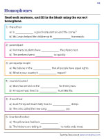Completing Sentences with Homophones - Context Clues