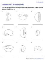Volume of a Hemisphere - Decimals - Customary